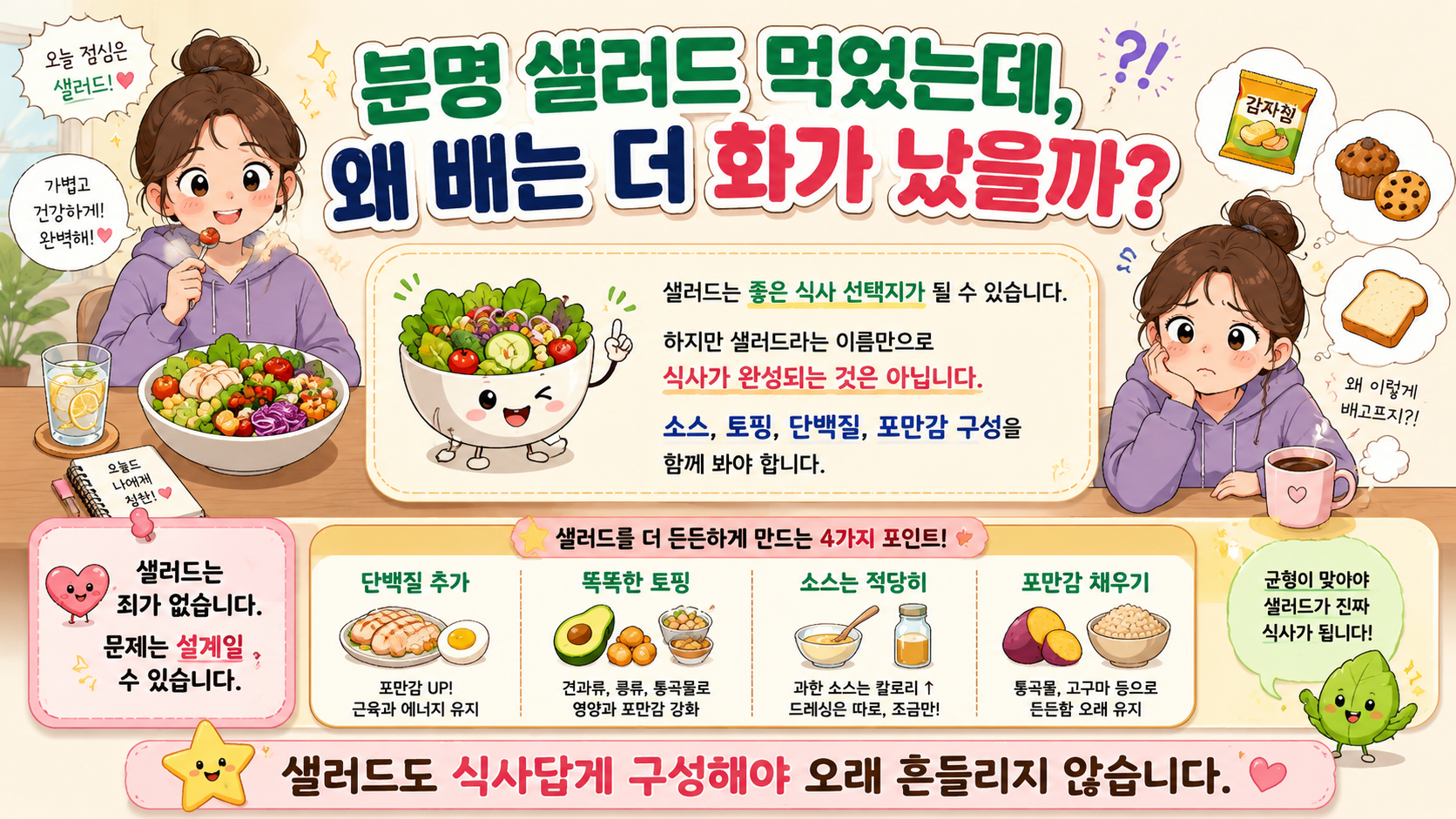 샐러드 식단과 체중 변화 이유를 설명하는 내 몸 이야기 썸네일